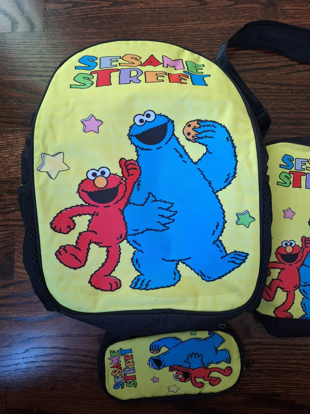 Sesame Street Cookie Monster & Elmo Yellow Kids Backpack Set